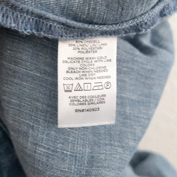 Loft Lyocell Linen Blend Blue Chambray Jumpsuit Size 8 - Picture 6 of 7